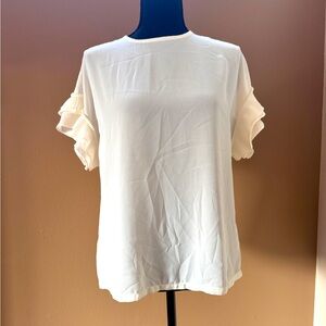 Womens Cream Worthington Top with Beautiful detailed Frill Sleeve size S